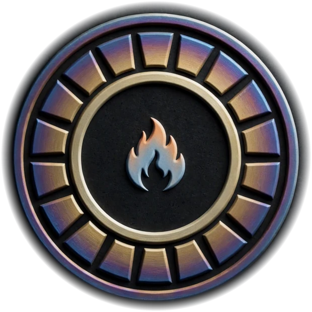 The Afterburner mark: eighteen heat-tinted petals, a core ring and a flame